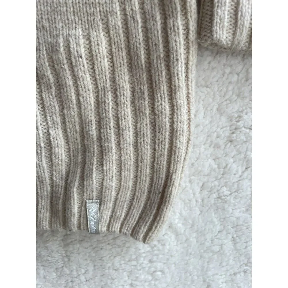 Columbia XCO Wool Sweater Mens XL Beige Color 1/4 Zip Pullover